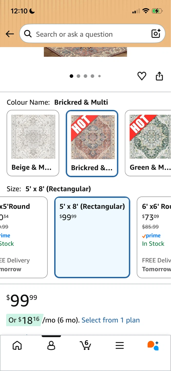 5' x 8' Rectangular Area Rug - Brickred & Multi - photo 3