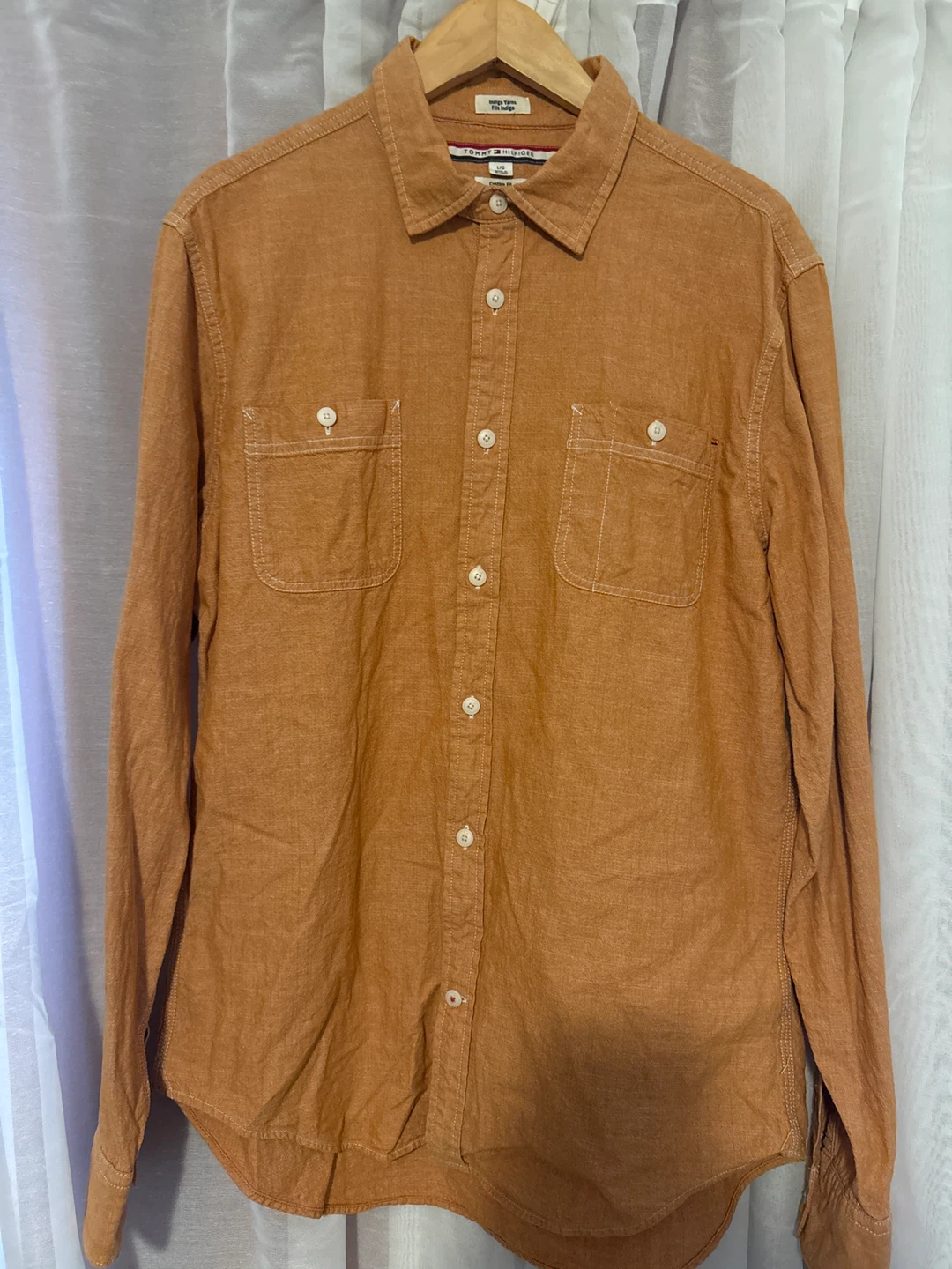 Tommy Hilfiger Men's Cotton Custom Fit Button-Up Shirt - Size L