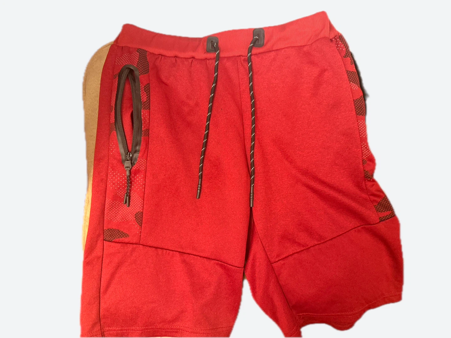 Red Athletic Shorts with Zipper Pockets - photo 3