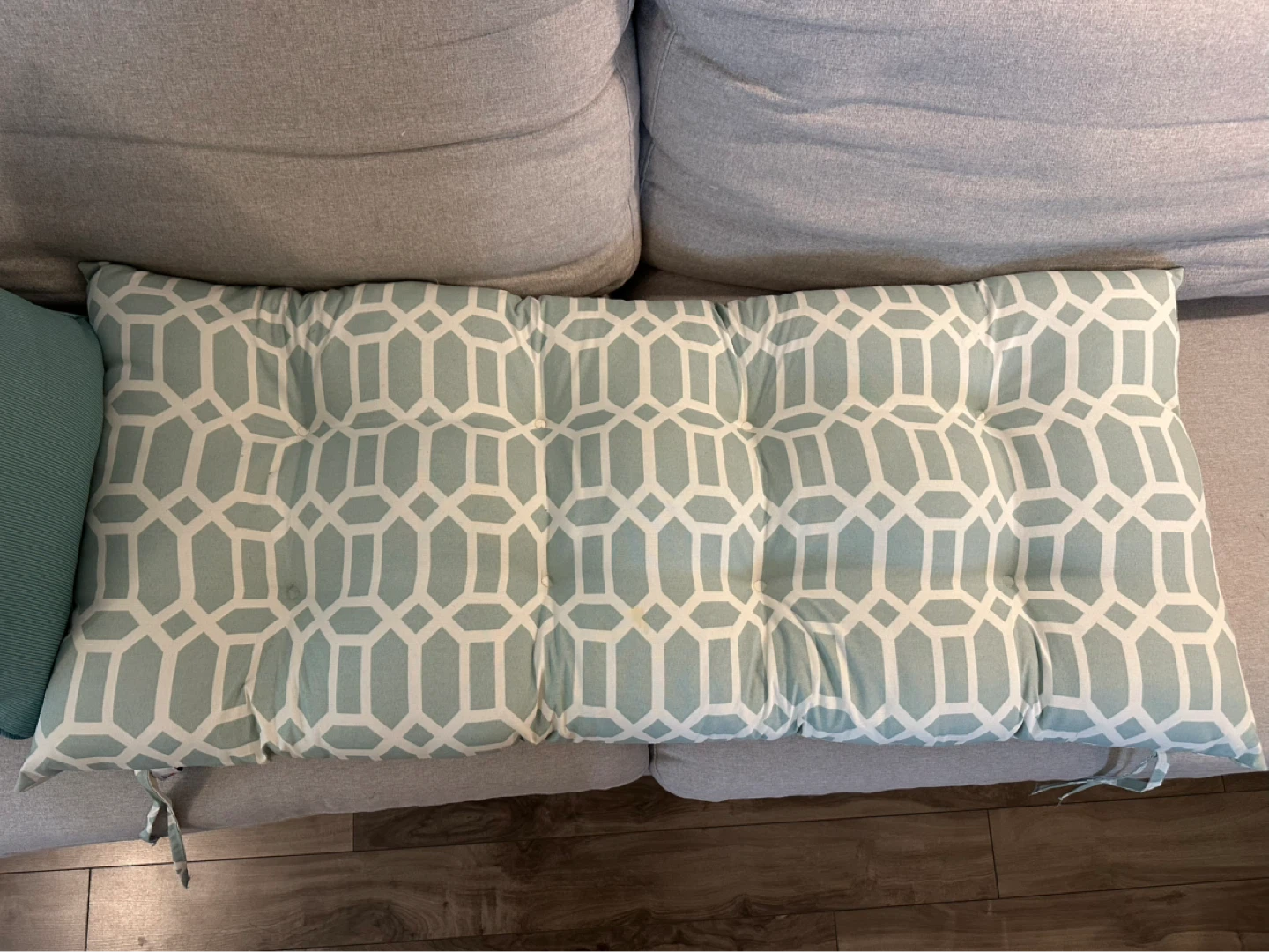 2 Outdoor Throw Pillows and 1 Bench Cushion (Used indoor only) - photo 3