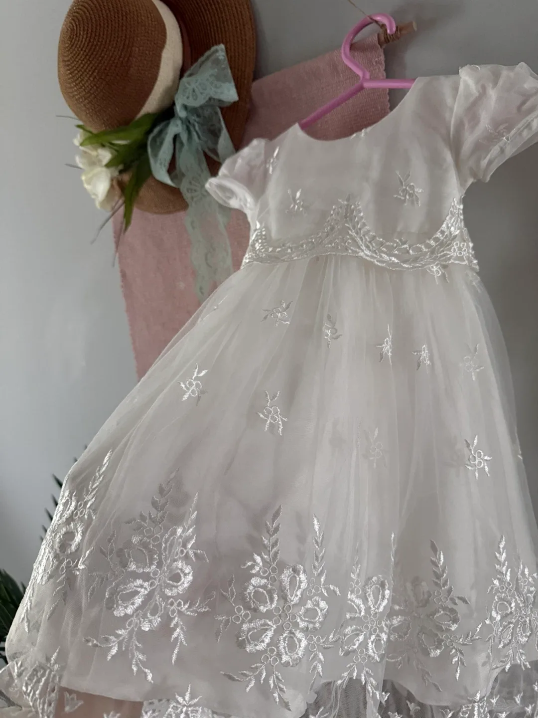 White Tulle Dress with Floral Embroidery 0-12months - photo 3