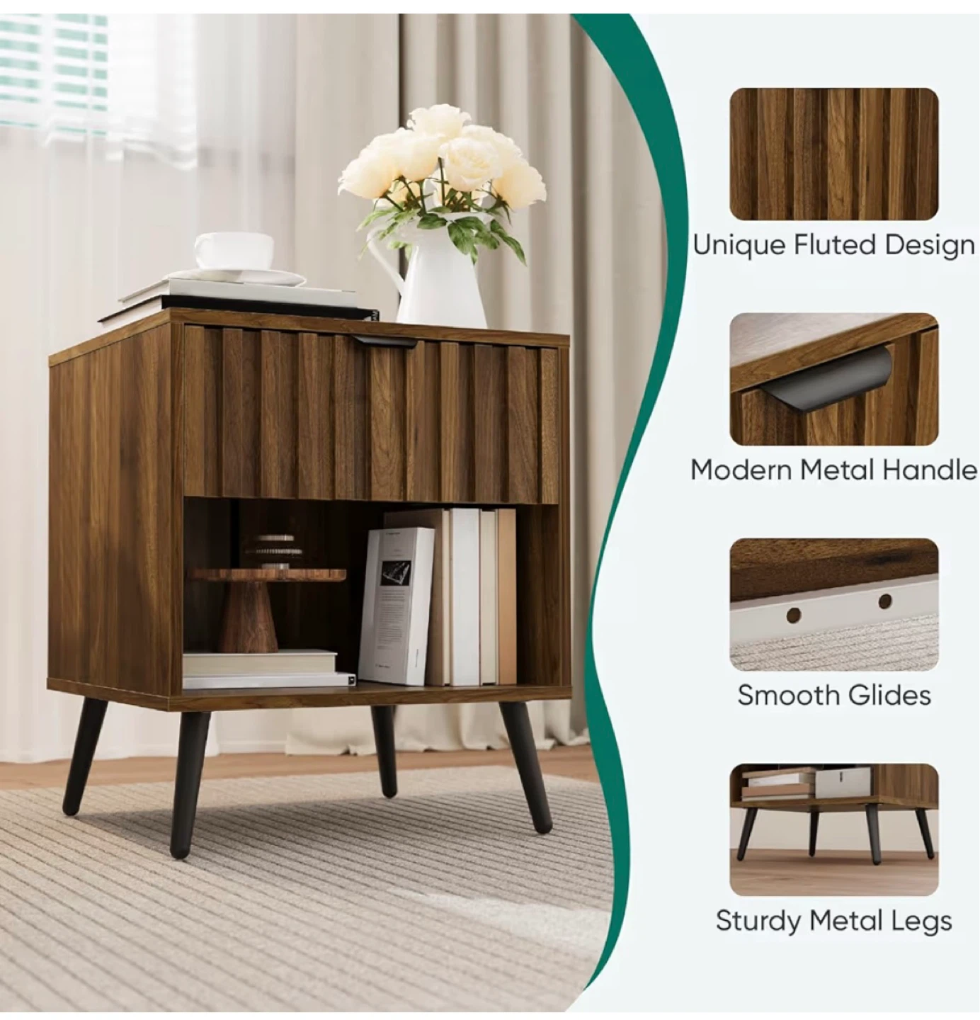 Modern Nightstand with Drawer - photo 4