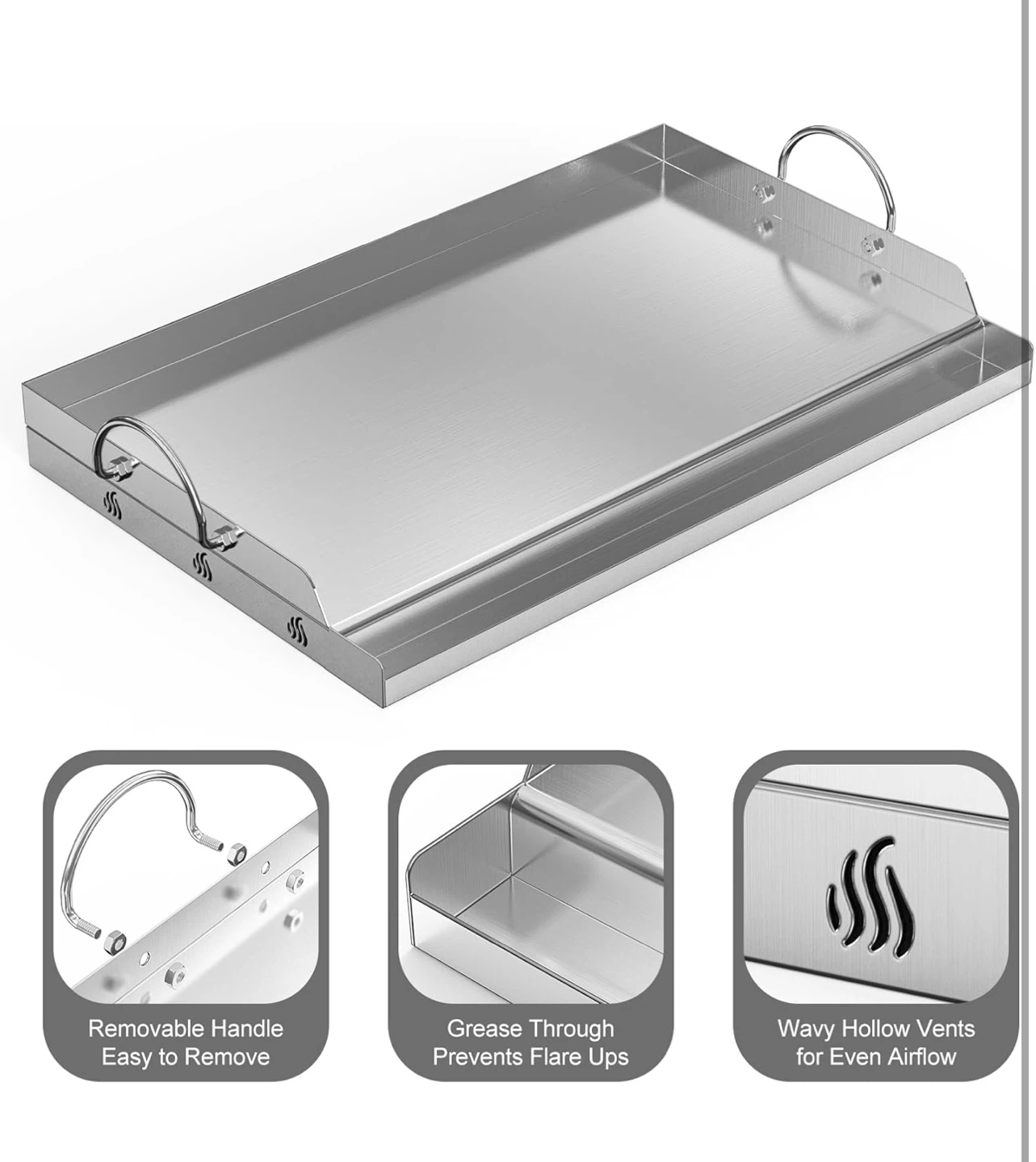 Onlyfire 25"x16" Stainless Steel Griddle - photo 5