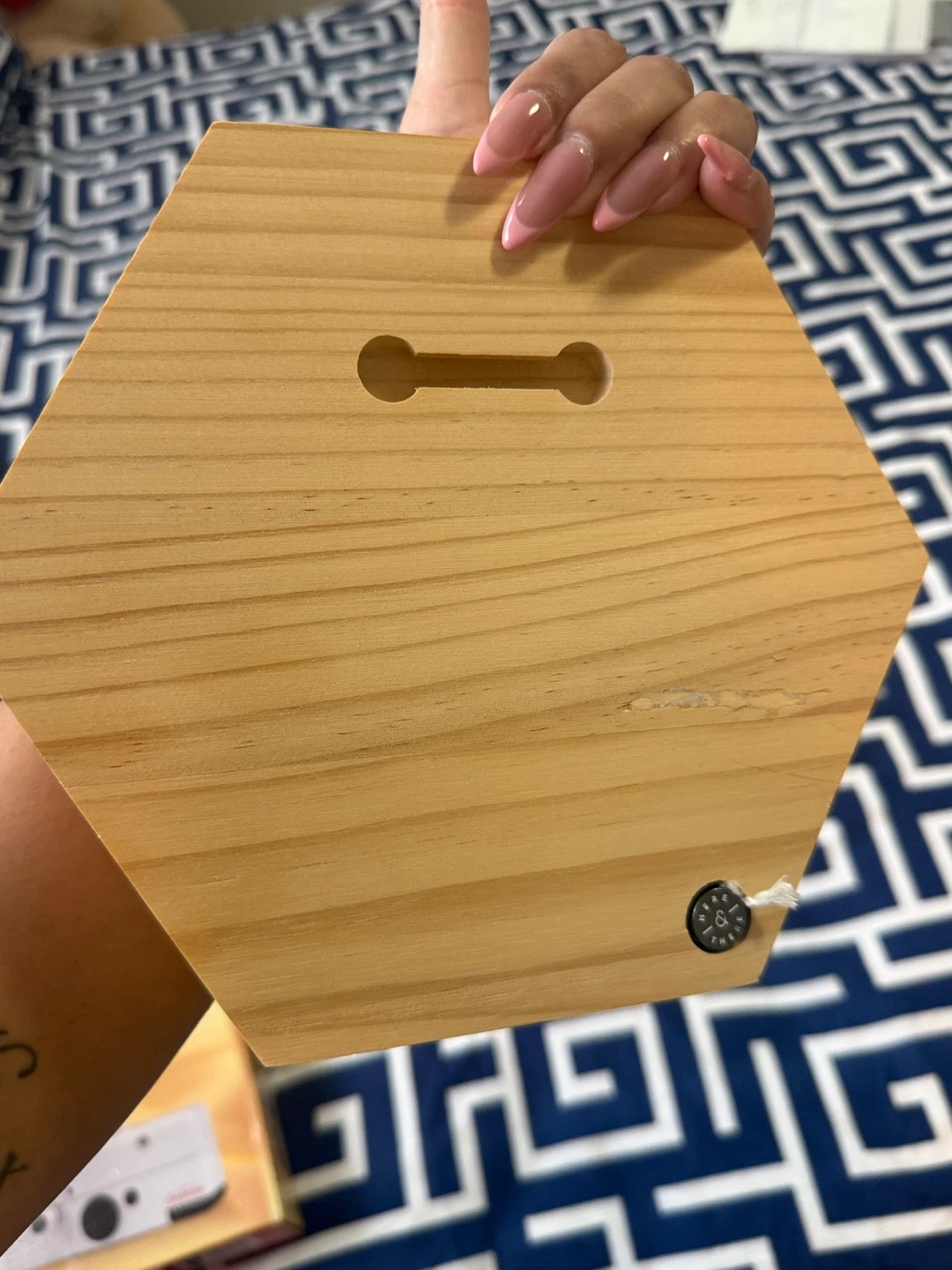 Wooden Hexagon "Let Happiness Jump All Over You" Sign - photo 2
