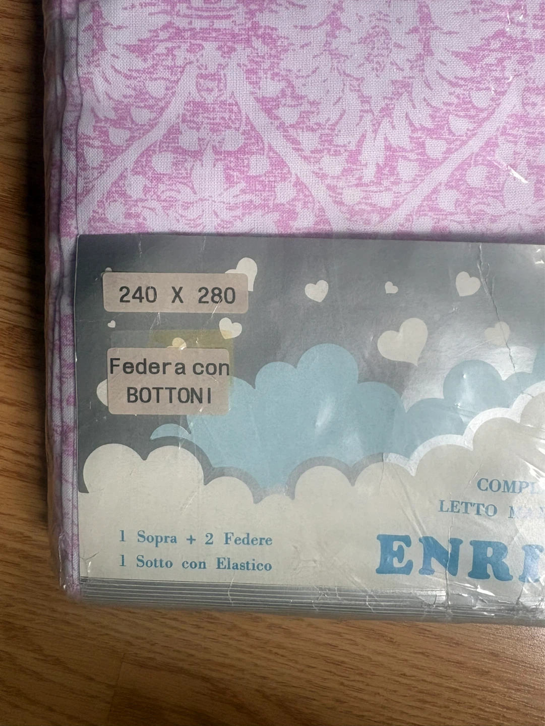 Enrica Queen Size Bedding Set - Pink Damask Pattern - photo 2