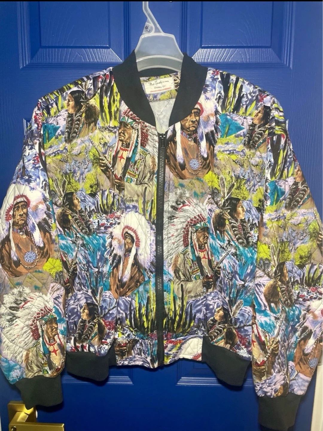 Country Girl Bomber Jacket  - Quilted Native American Print