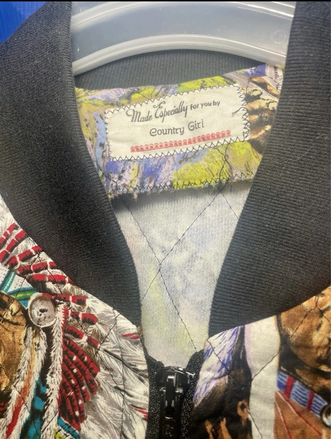 Country Girl Bomber Jacket  - Quilted Native American Print - photo 3