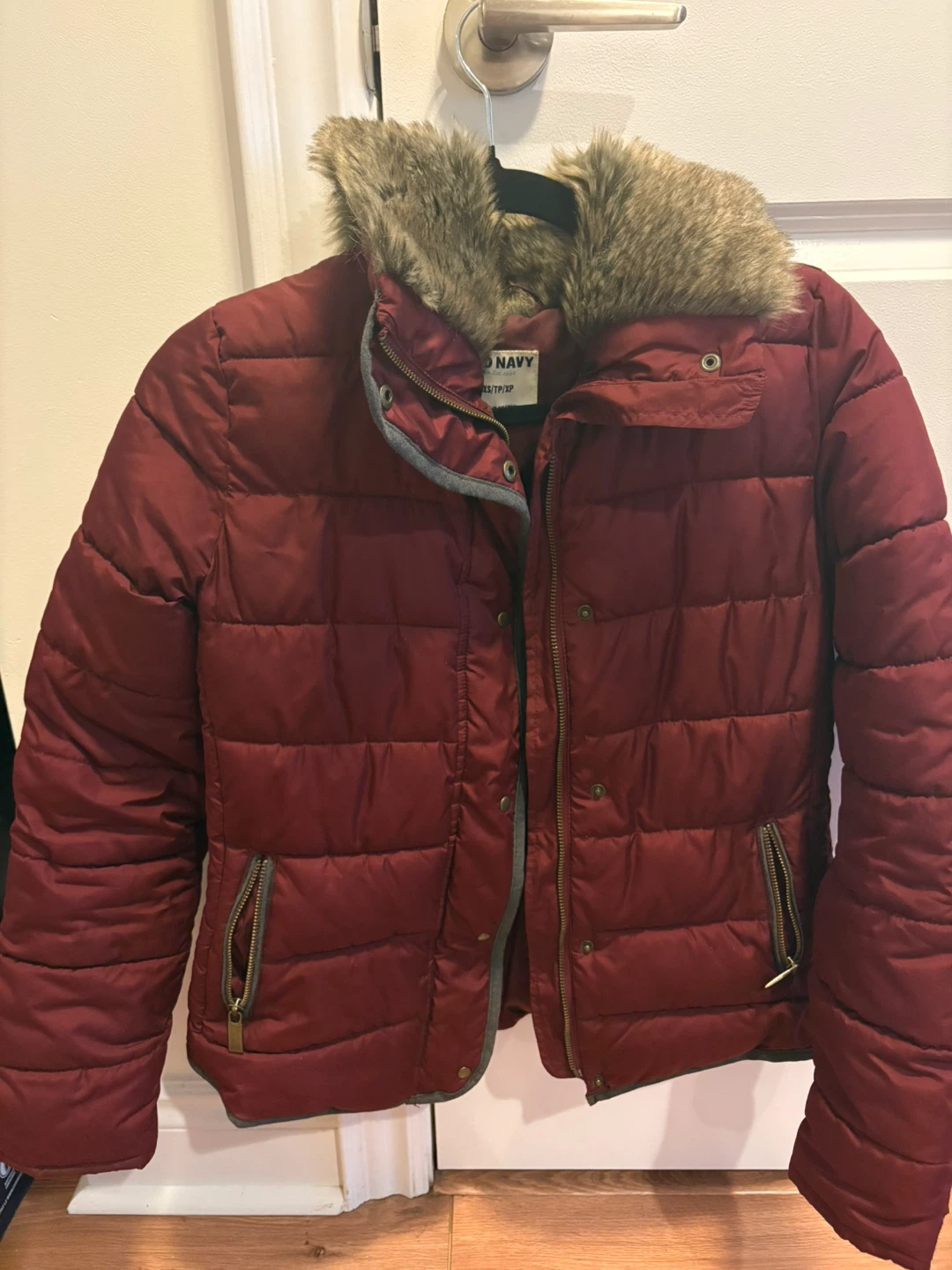 Old Navy Jacket with Faux Fur trim - Burgundy