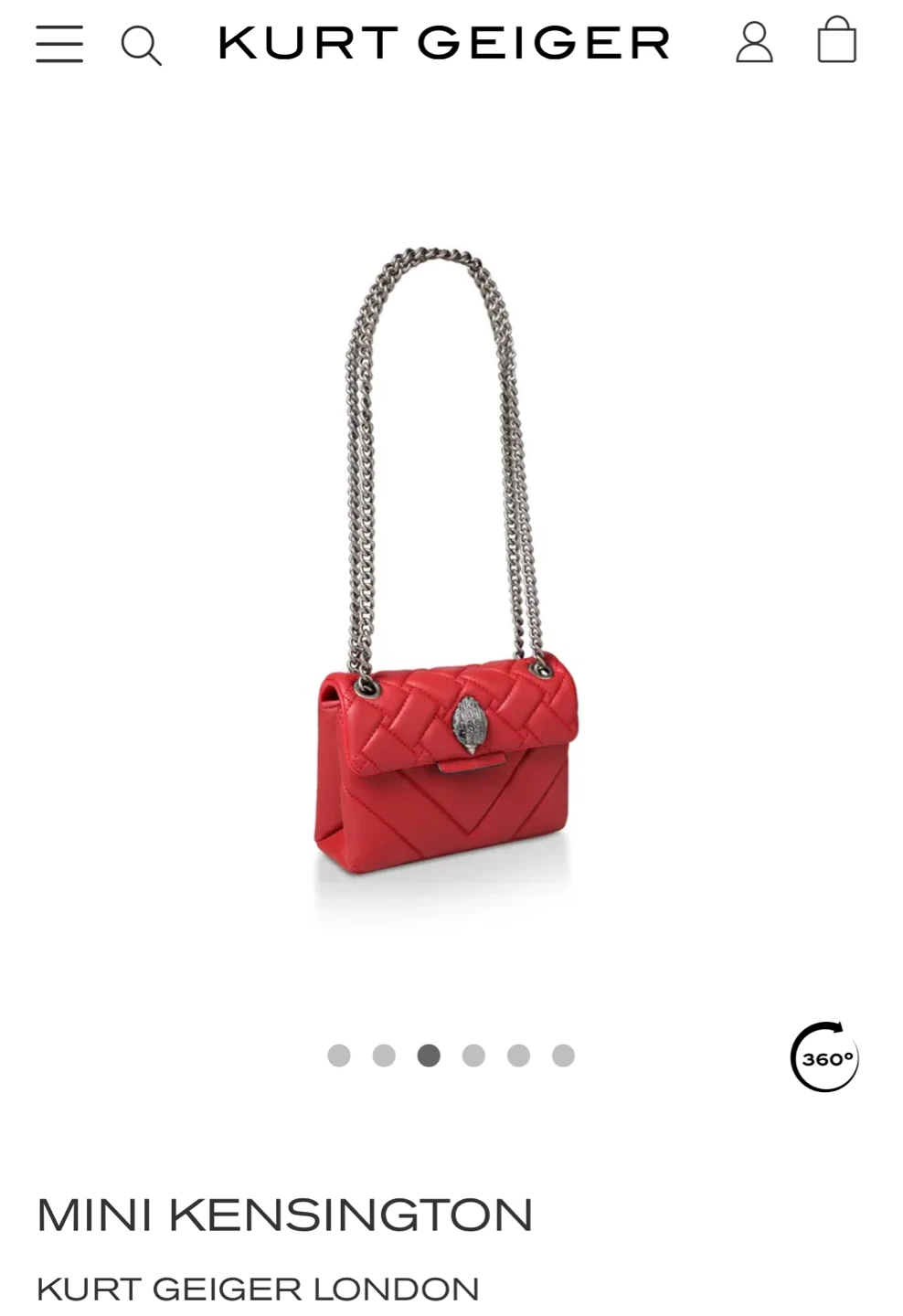 Kurt Geiger Mini Kensington Bag - Red Lambskin Leather