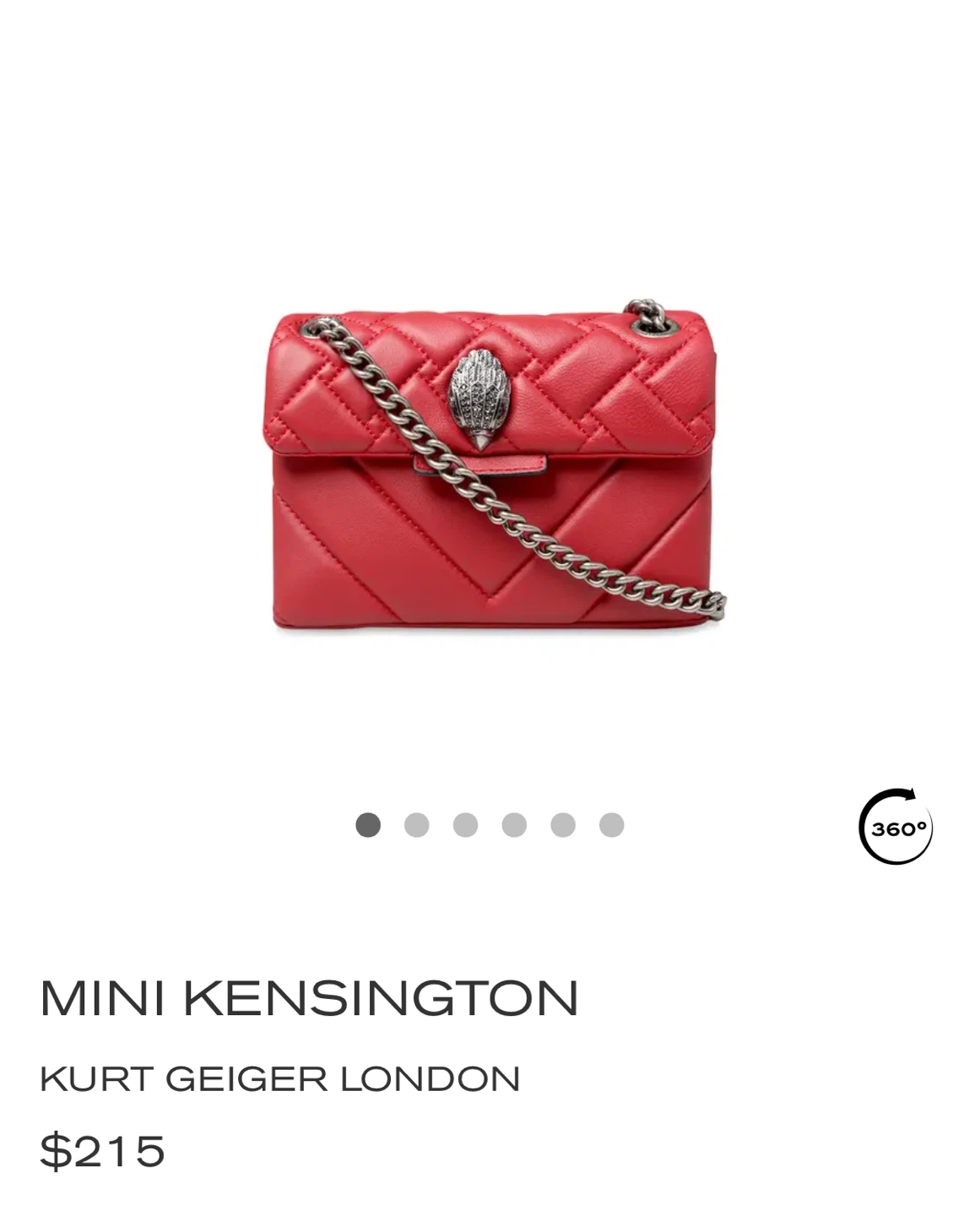 Kurt Geiger Mini Kensington Bag - Red Lambskin Leather - photo 2