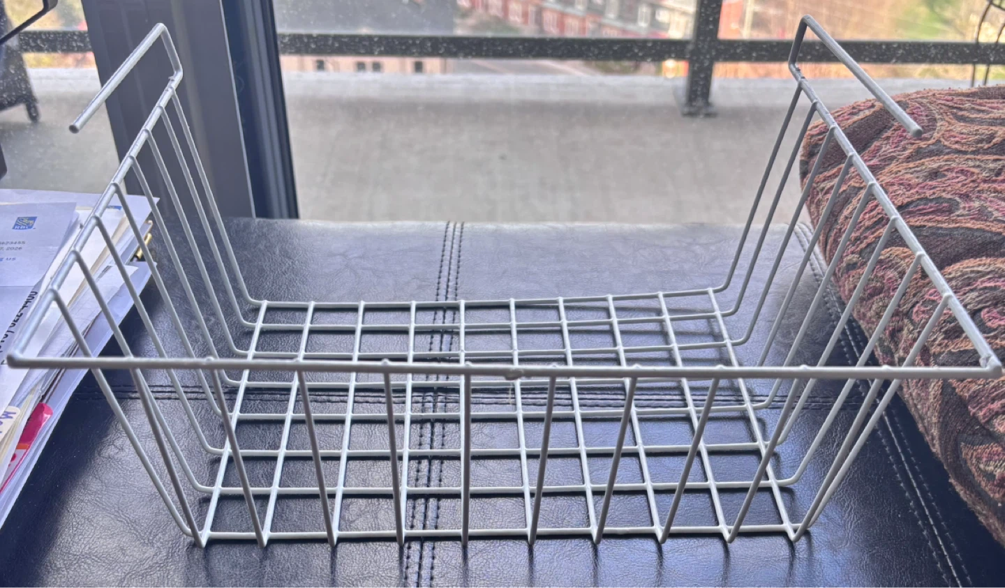 White Wire Storage Basket with Hooks - photo 2