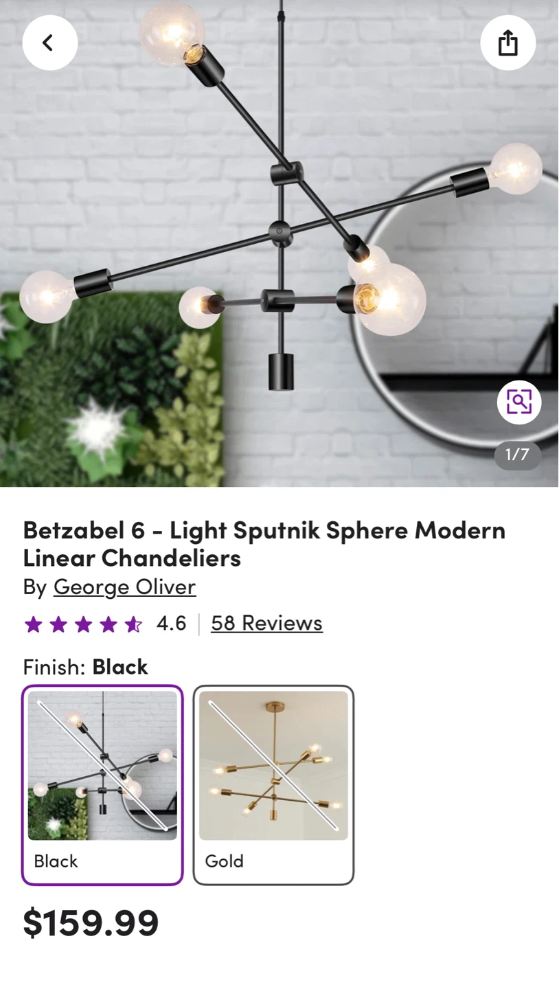 Modern Black Chandelier with LED Bulbs - photo 2