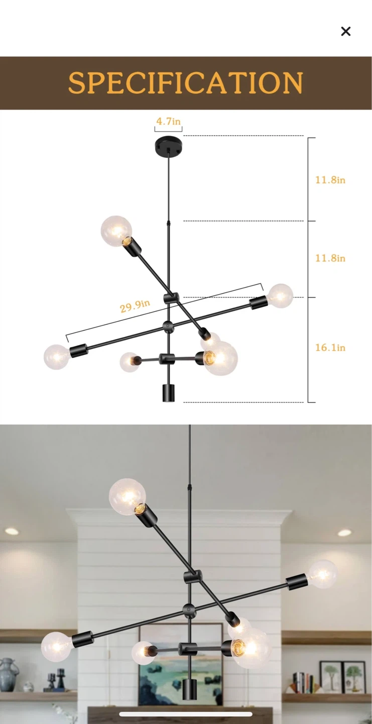 Modern Black Chandelier with LED Bulbs