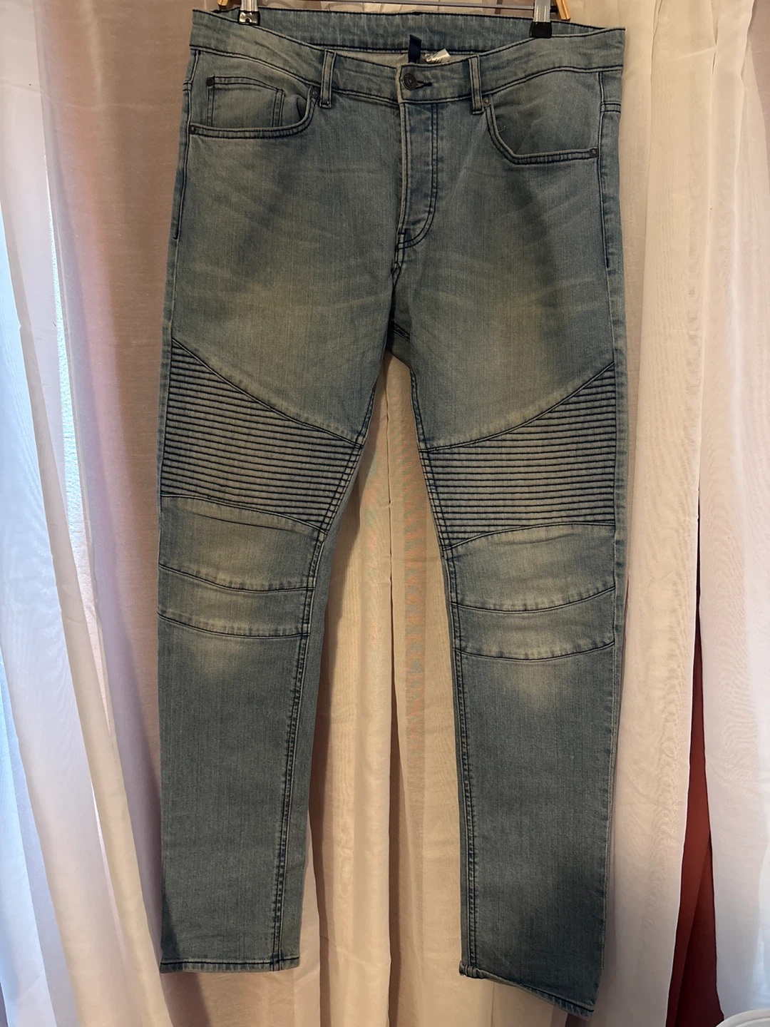 H&M Men's Light Wash Moto Denim Jeans
