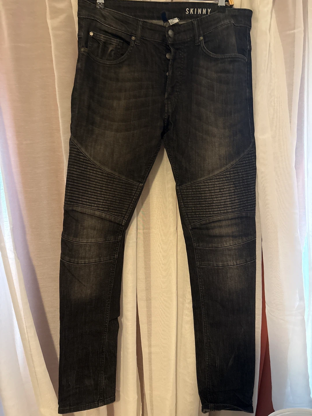 Divided H&M Skinny Moto Jeans - Black - 34x32