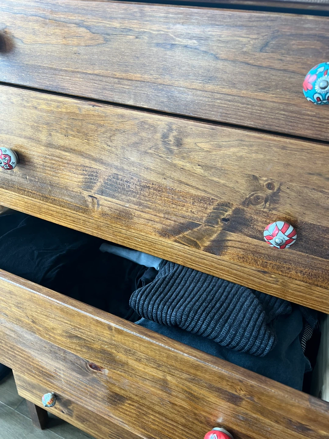 Wooden Dresser with Vintage Ceramic Knobs - photo 5