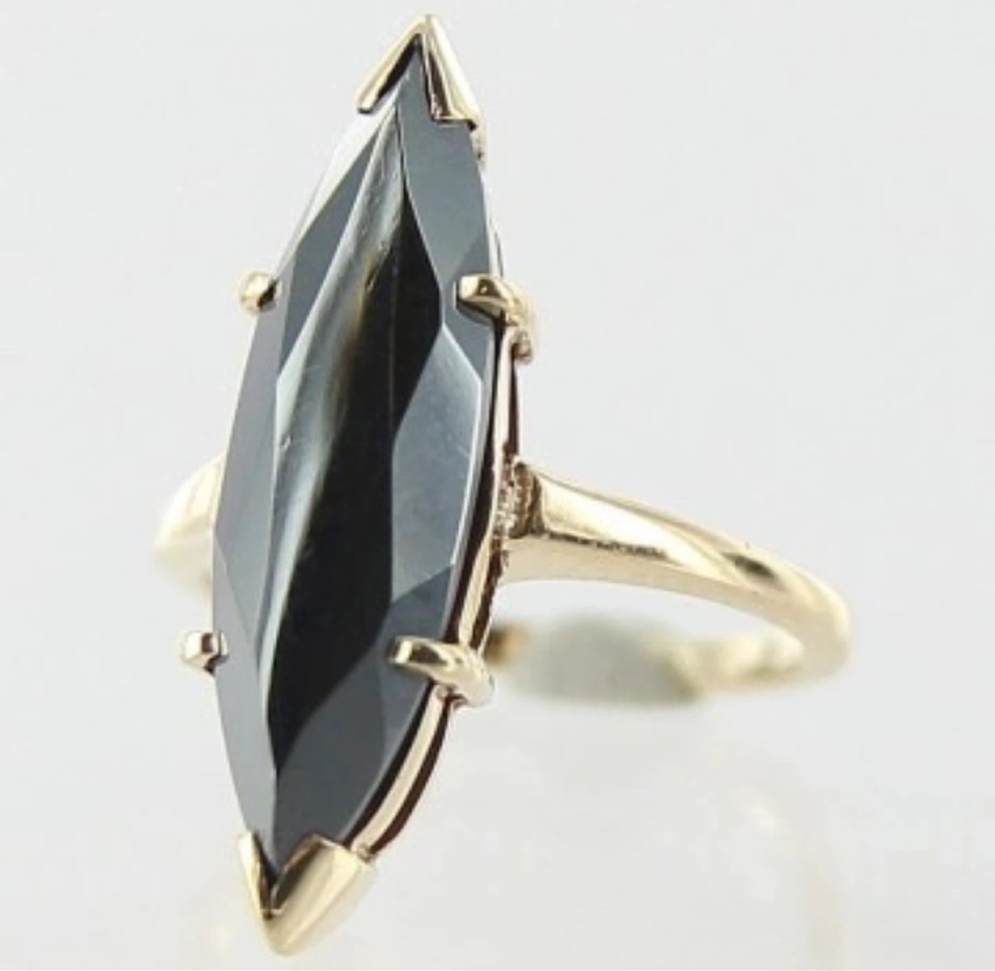 Marquise Cut Black Stone Ring