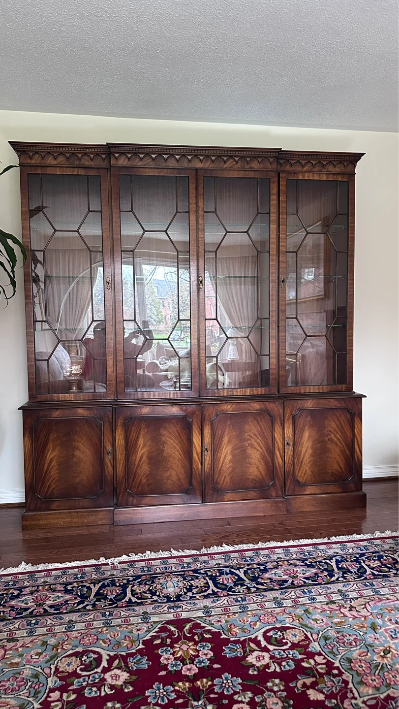 Antique Wood and Glass Display Cabinet