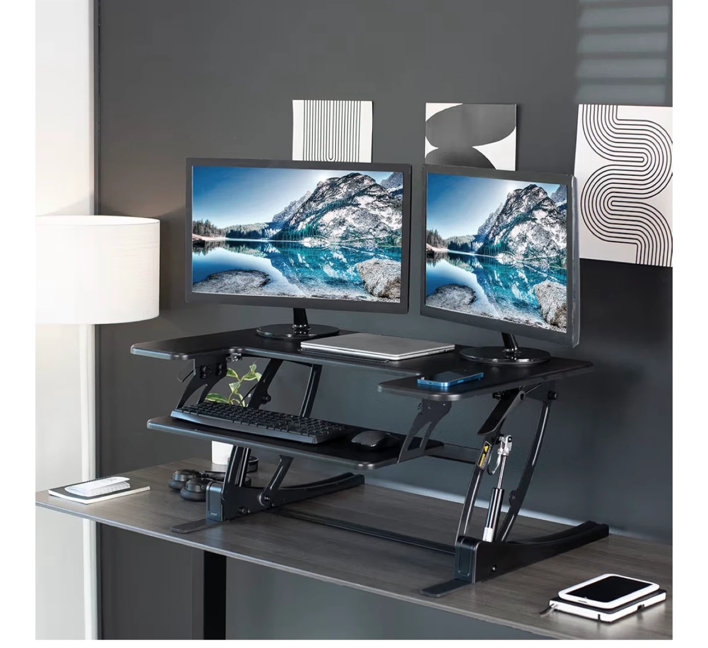 VIVO Height Adjustable Standing Desk Converter - Black - photo 4