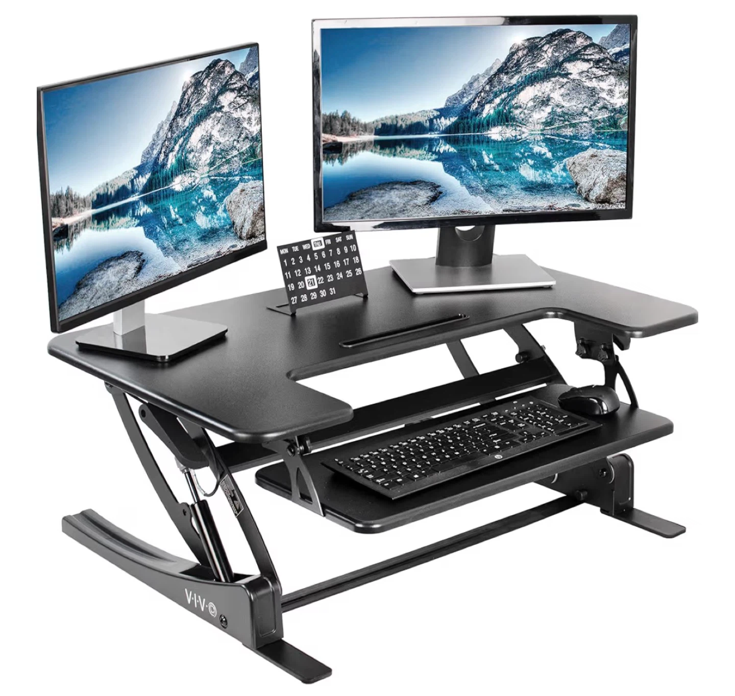 VIVO Height Adjustable Standing Desk Converter - Black - photo 2