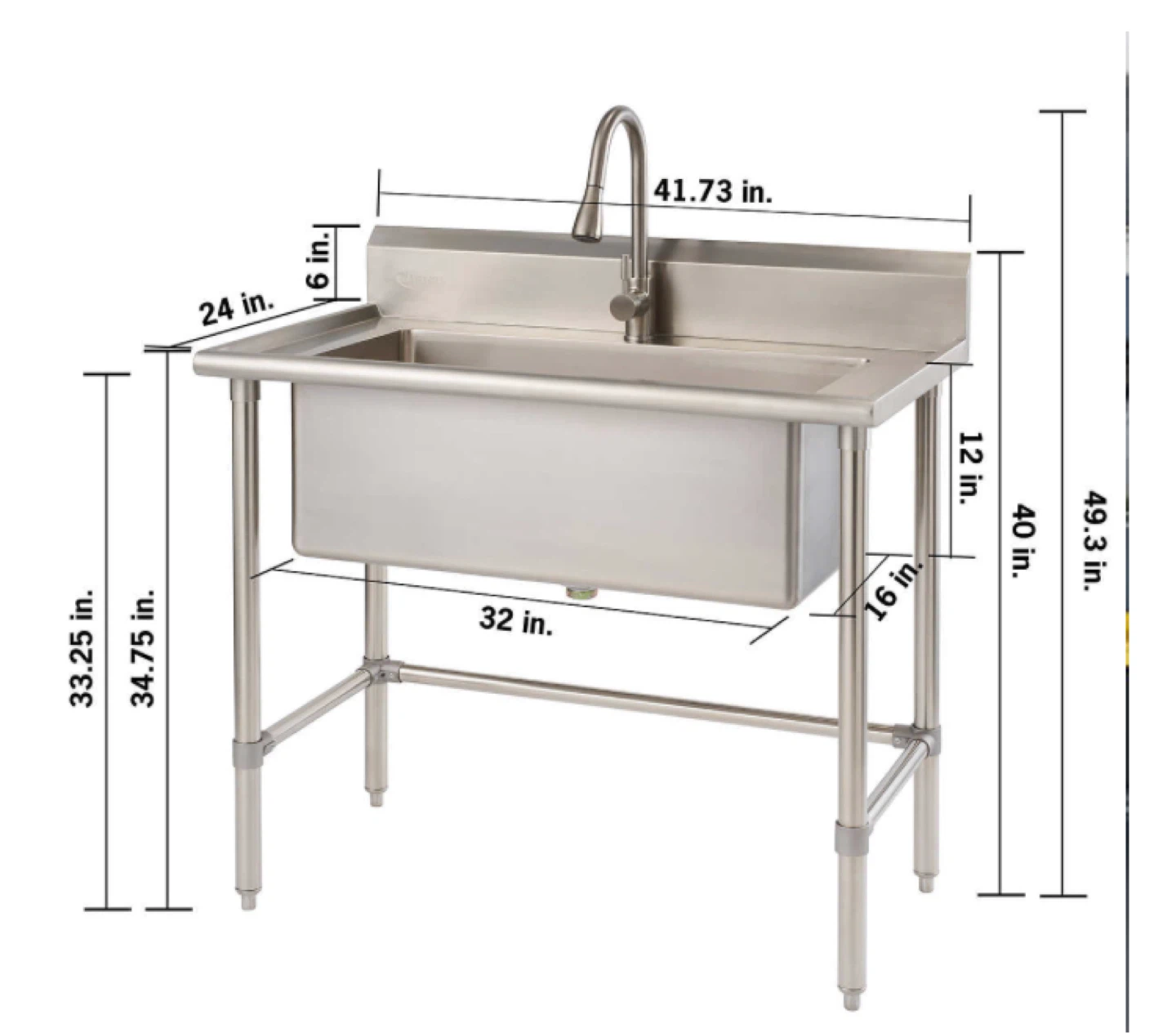 Trinity 32 x 16 stainless utility sink for sale - new in box