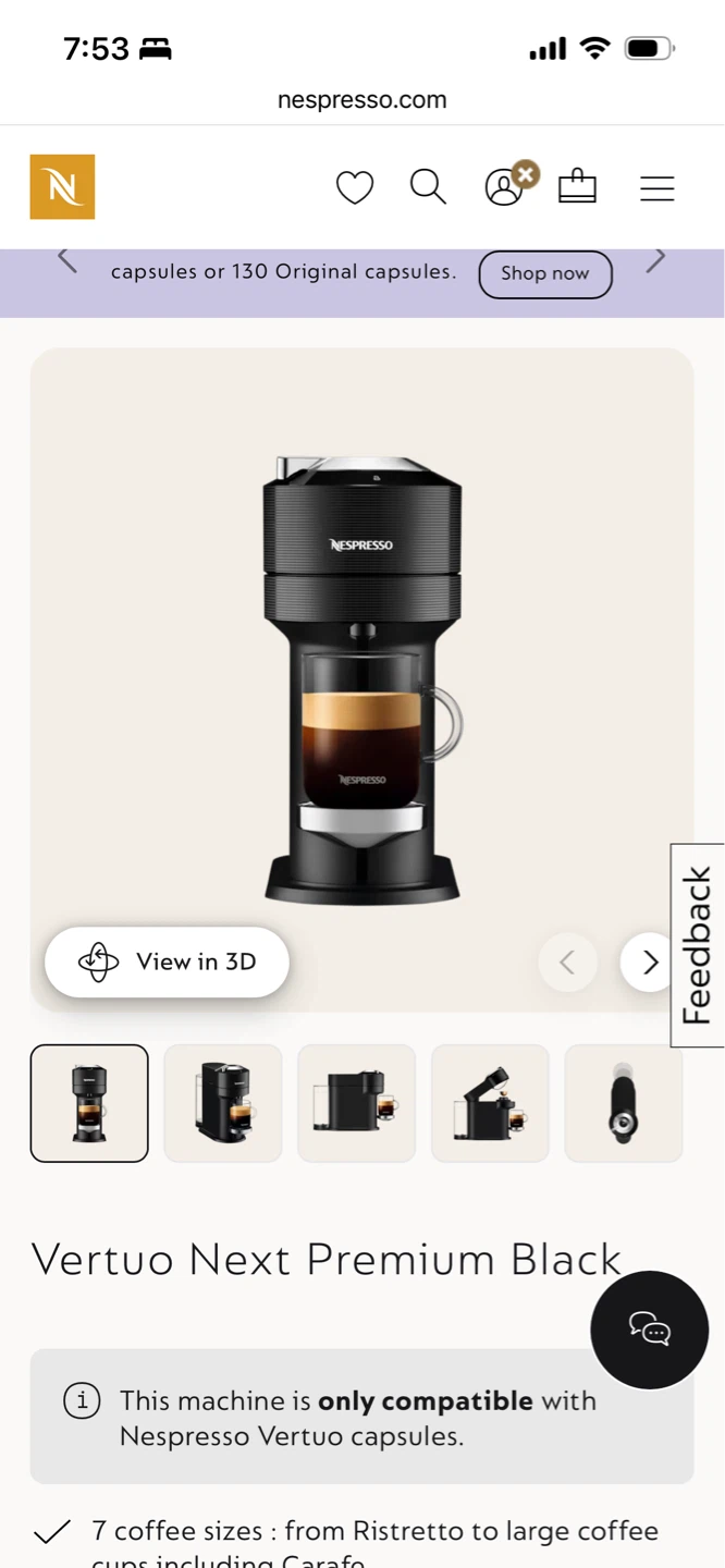 Nespresso Vertuo Next Premium Coffee Machine - Black - photo 2