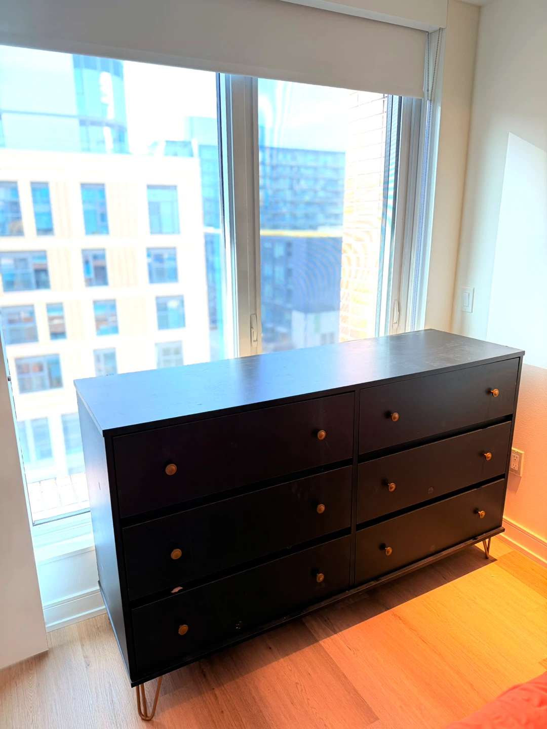Modern Black 6-Drawer Dresser (Mid-Century Style)