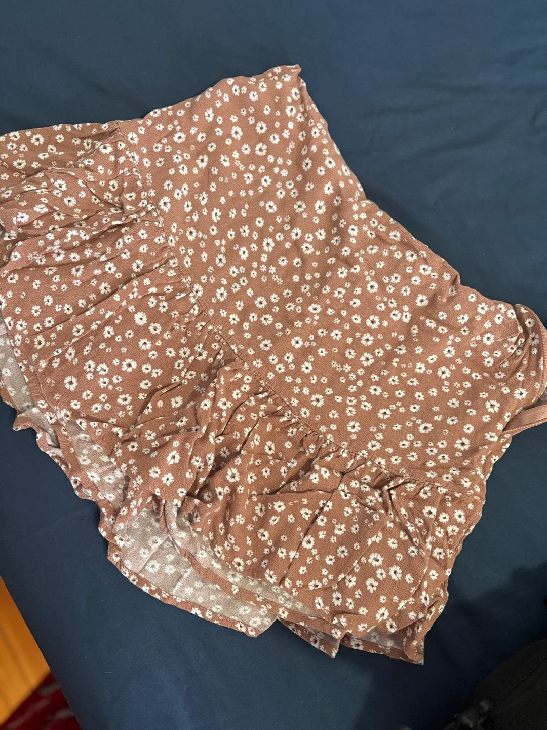 Brown Floral Ruffle Skirt