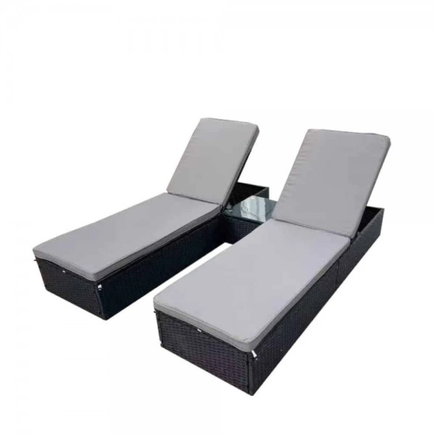 Reclining Lounge Chairs Set with Cushions and Table - photo 2