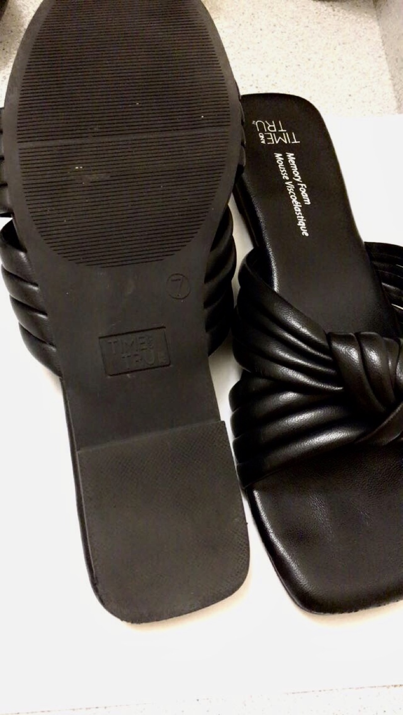 Time and Tru Black Knotted Slide Sandals Size 7 - photo 3
