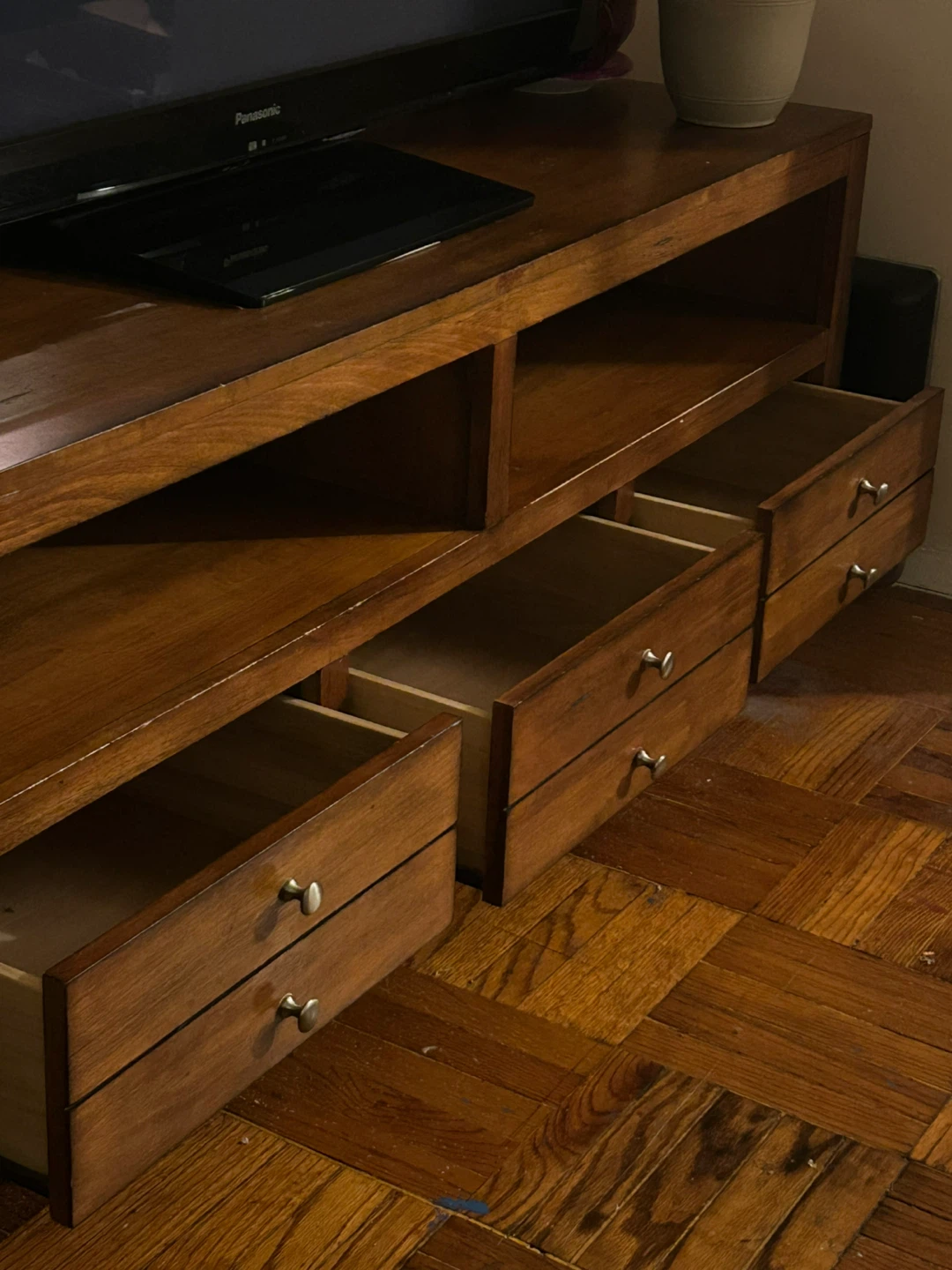 Wooden TV Stand with Drawers