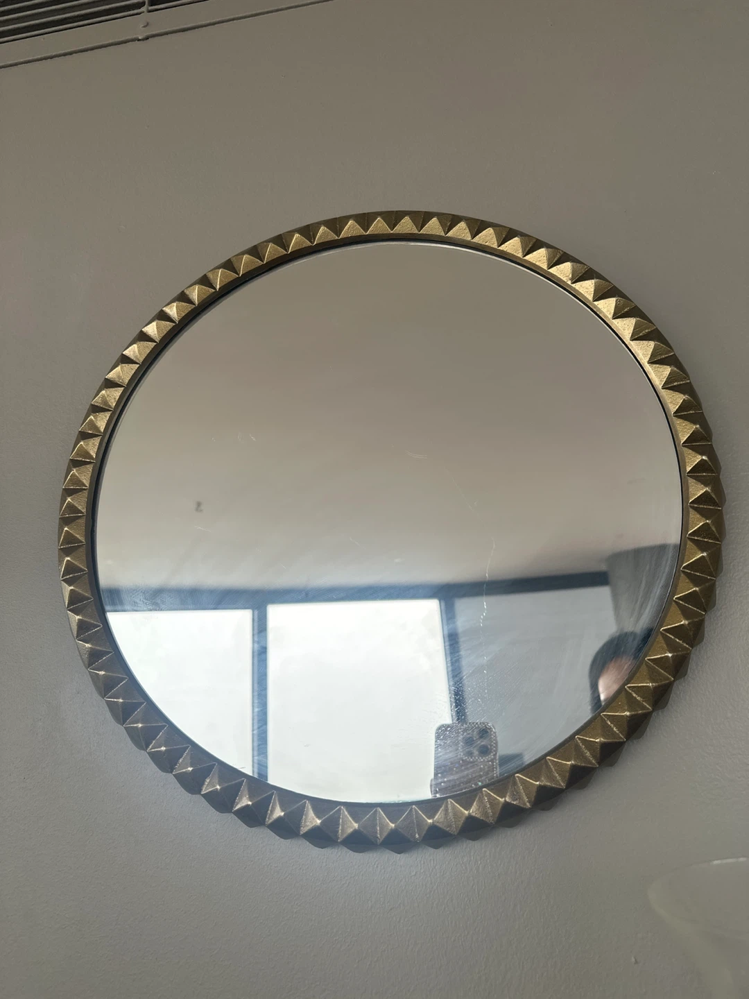 Round Decorative Wall Mirror Gold-Tone Studded Frame