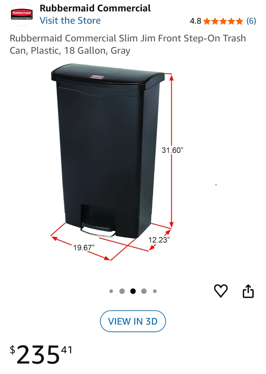 Rubbermaid Slim Jim 18 Gallon Step-On Trash Can BNIB - photo 4