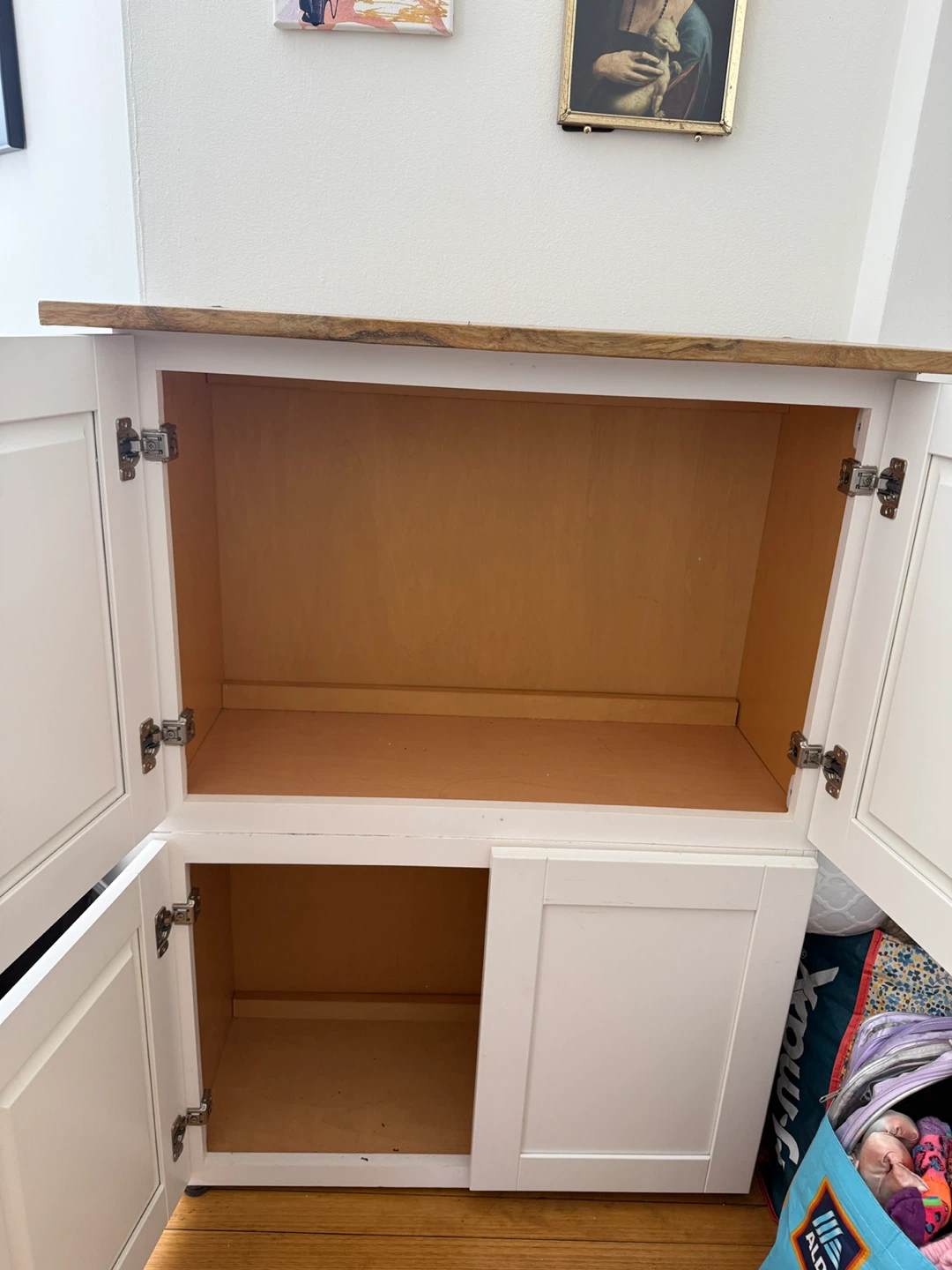 White Storage Cabinet with Wood Top - photo 4
