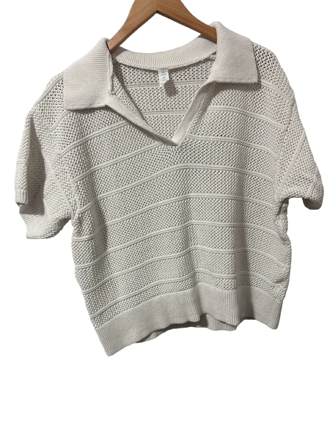 Old Navy Cream Knit Collared Short Sleeve Shirt XXL