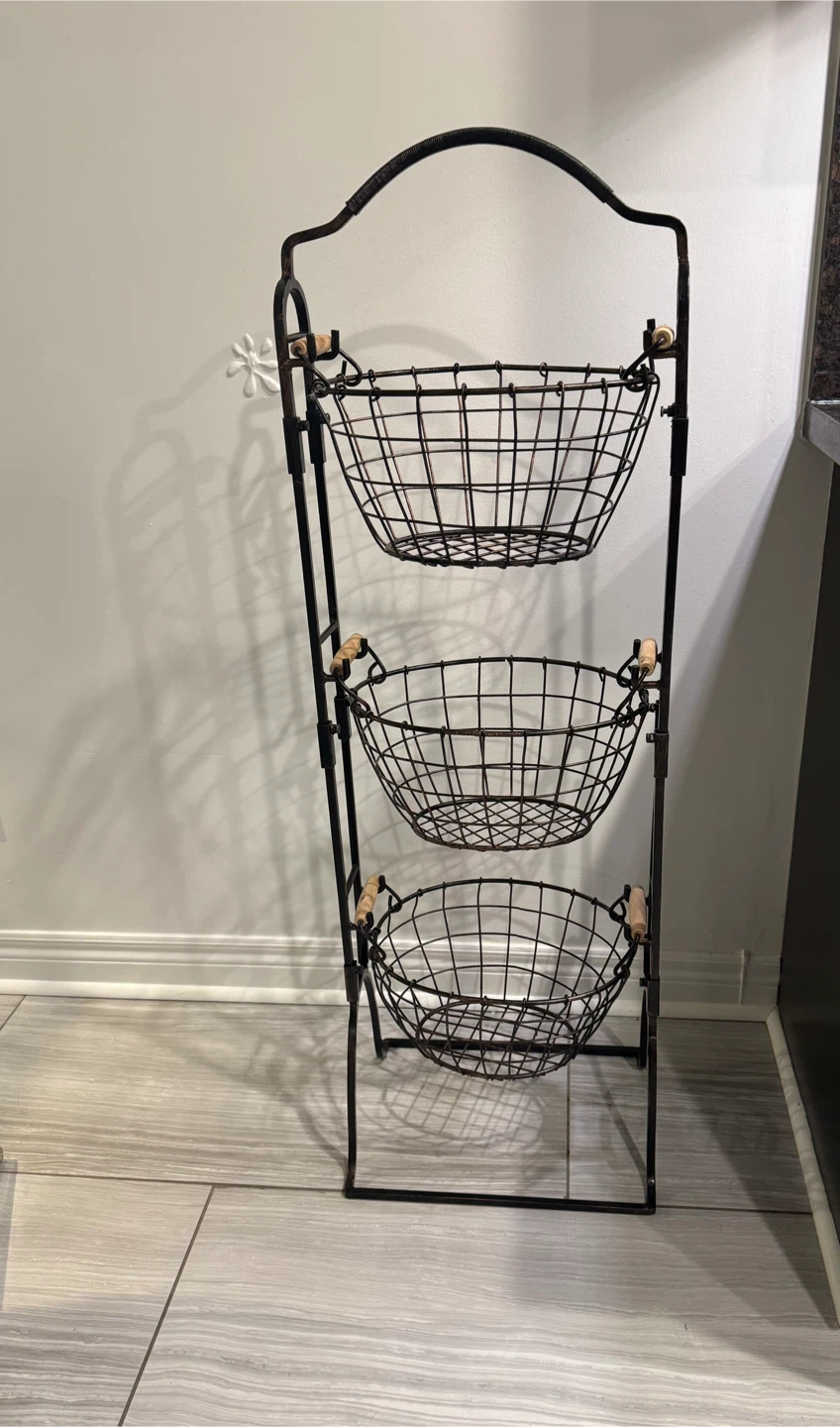 3-Tier Wire Basket Stand with Removable Baskets