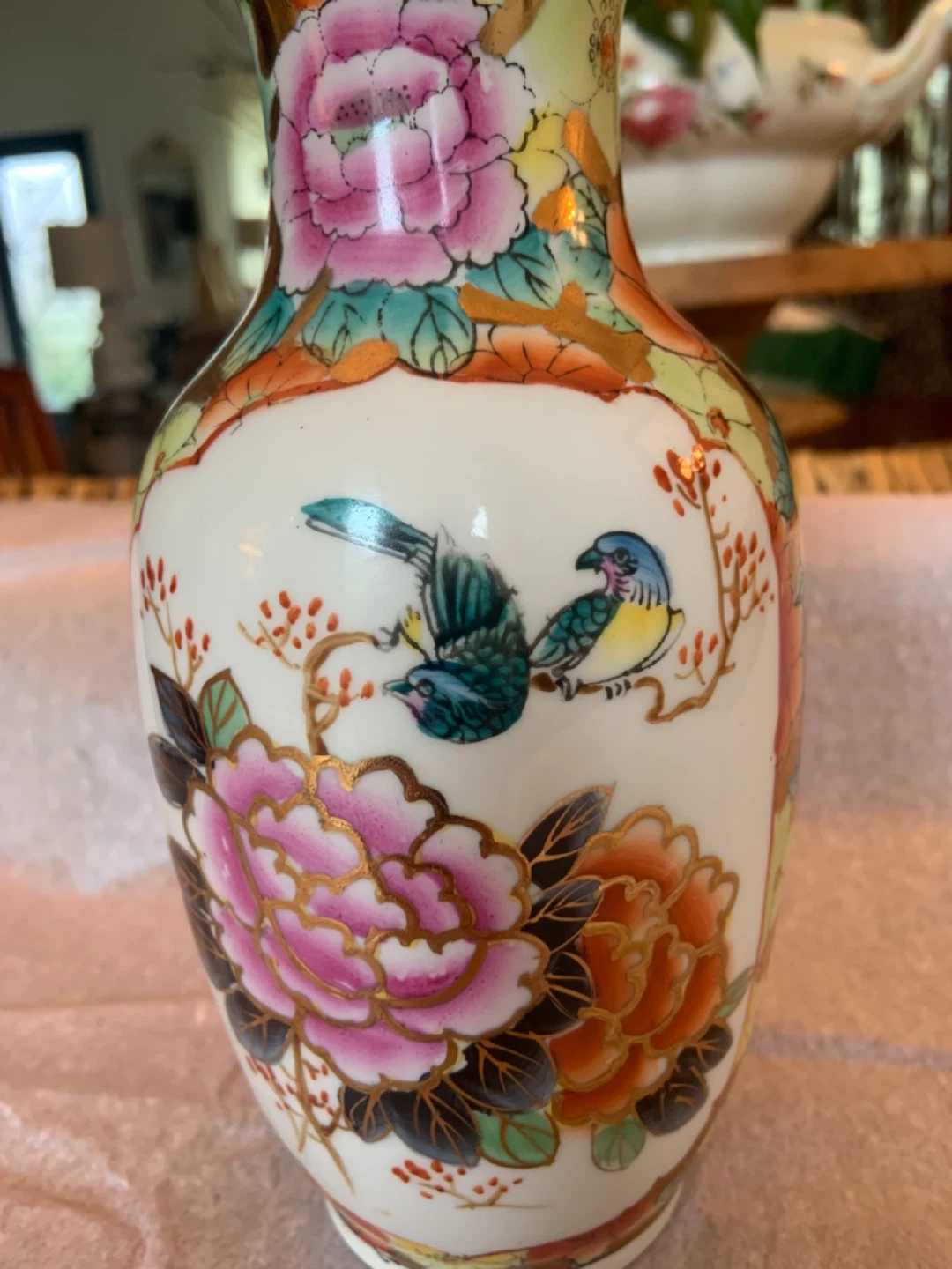 Decorative Chinese Porcelain Vase with Floral and Bird Design - photo 2