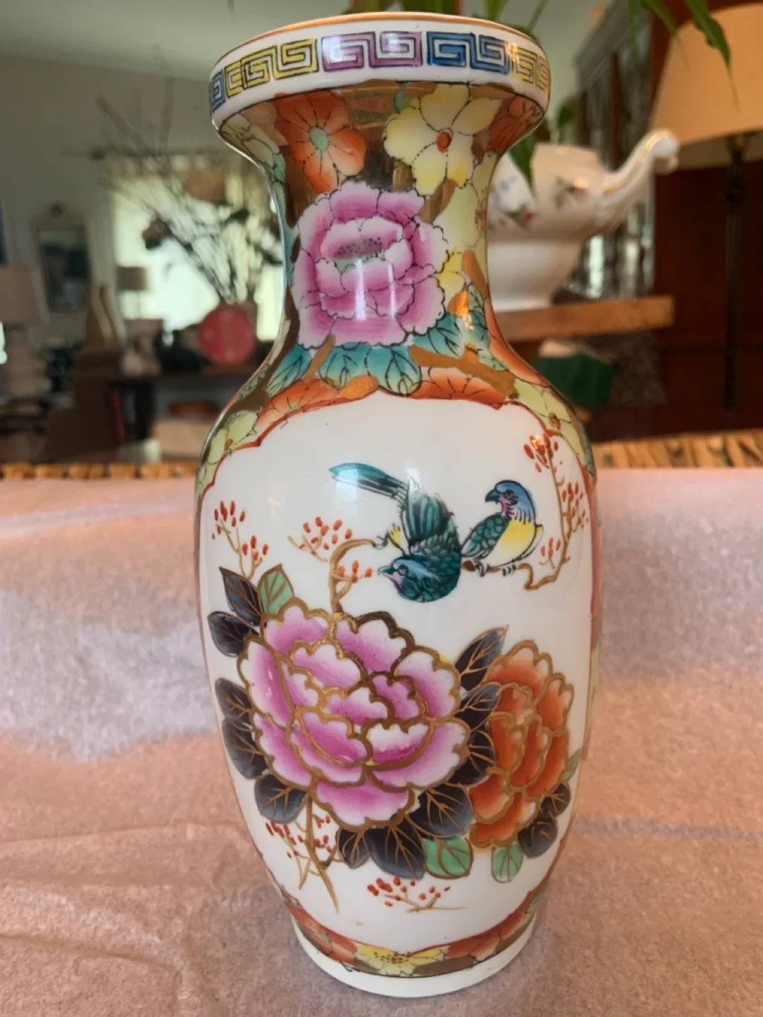 Decorative Chinese Porcelain Vase with Floral and Bird Design