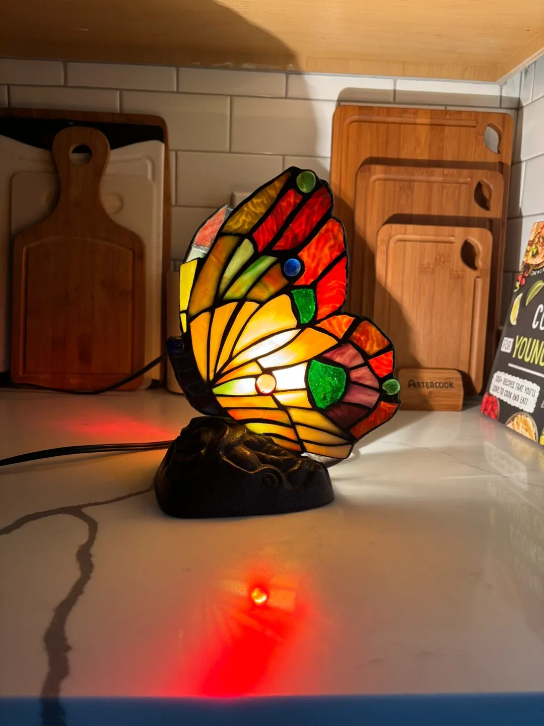 Stained Glass Butterfly Accent Lamp - photo 3