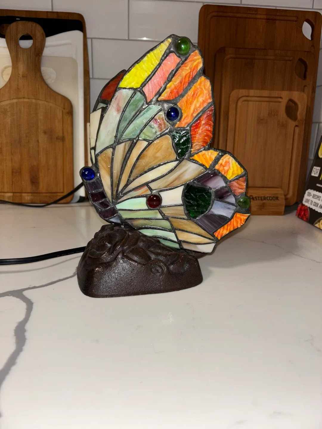 Stained Glass Butterfly Accent Lamp