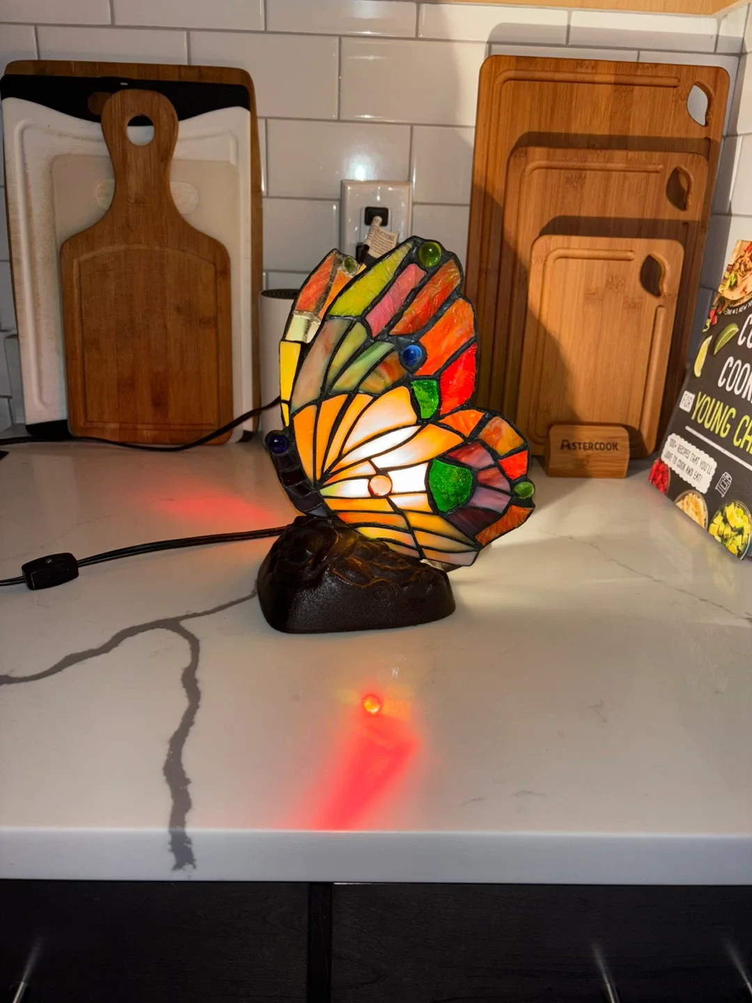 Stained Glass Butterfly Accent Lamp - photo 2