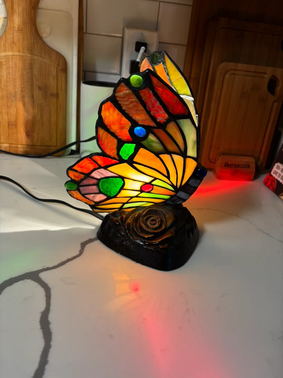 Stained Glass Butterfly Accent Lamp - photo 5
