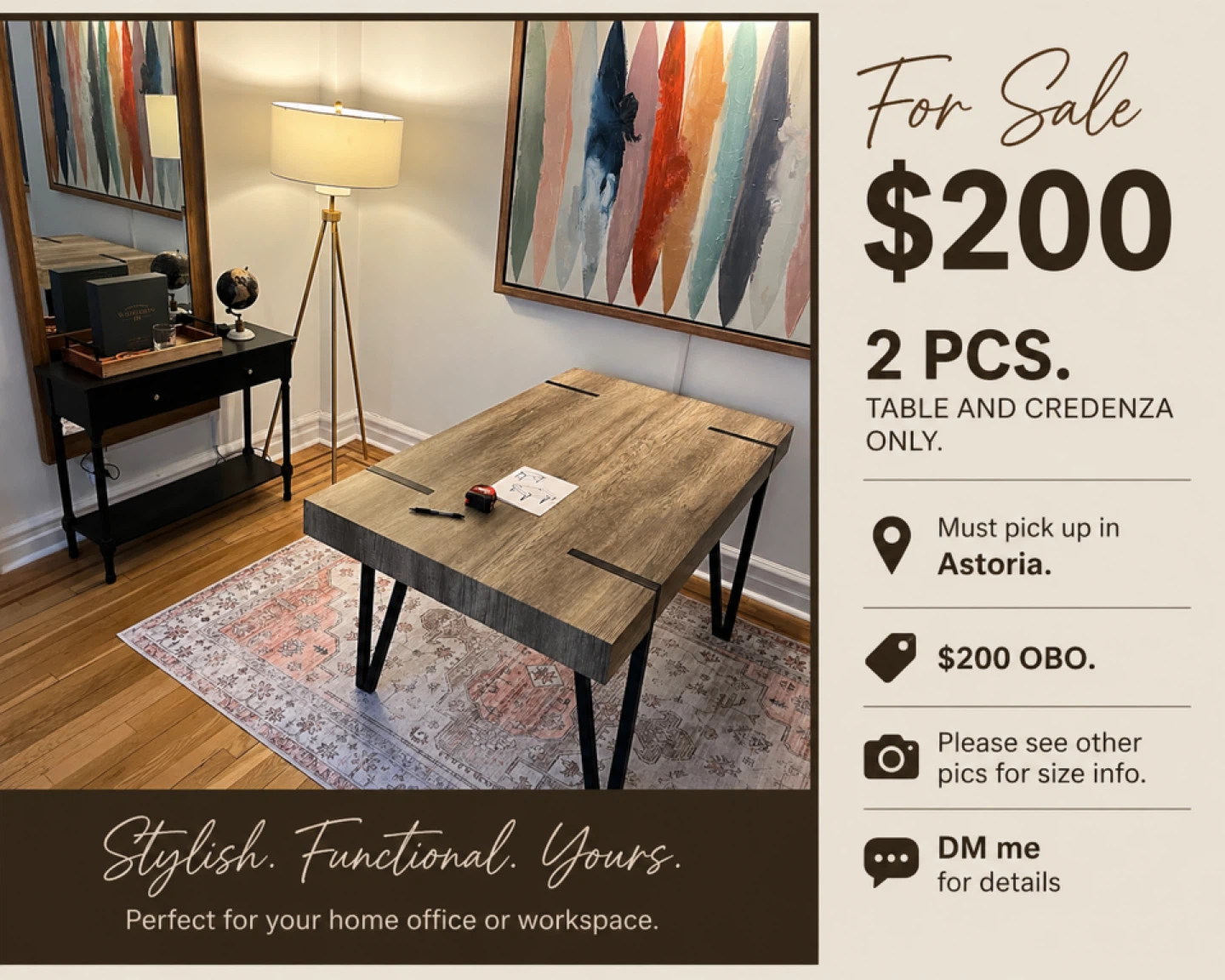 Dining table and credenza
