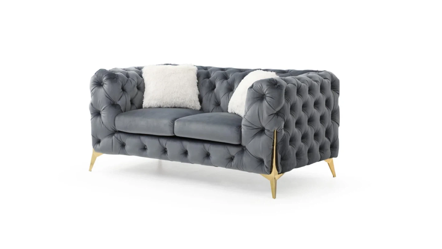 Velvet Chesterfield Sofa Set - photo 4