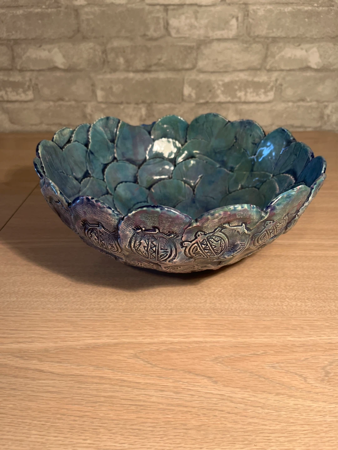 Decorative Ceramic Bowl - Teal/Purple