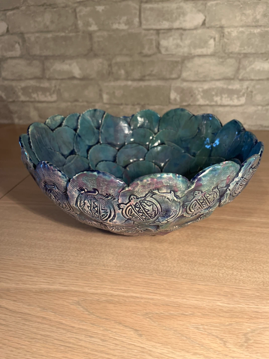 Decorative Ceramic Bowl - Teal/Purple - photo 2