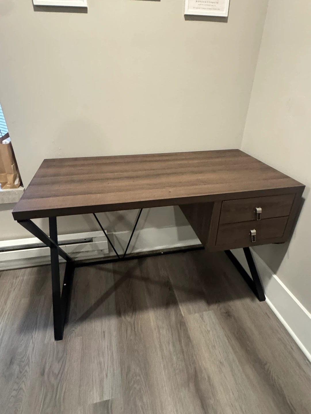 Wooden Desk with Two Drawers