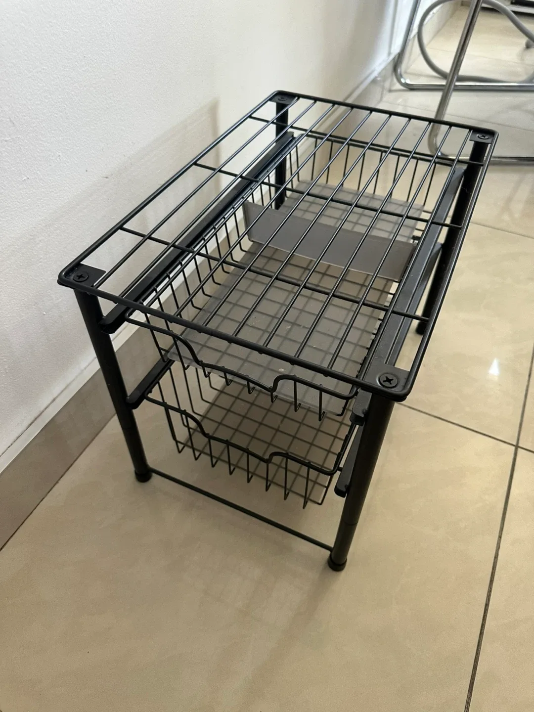 Étagère de rangement à 2 paniers, noir