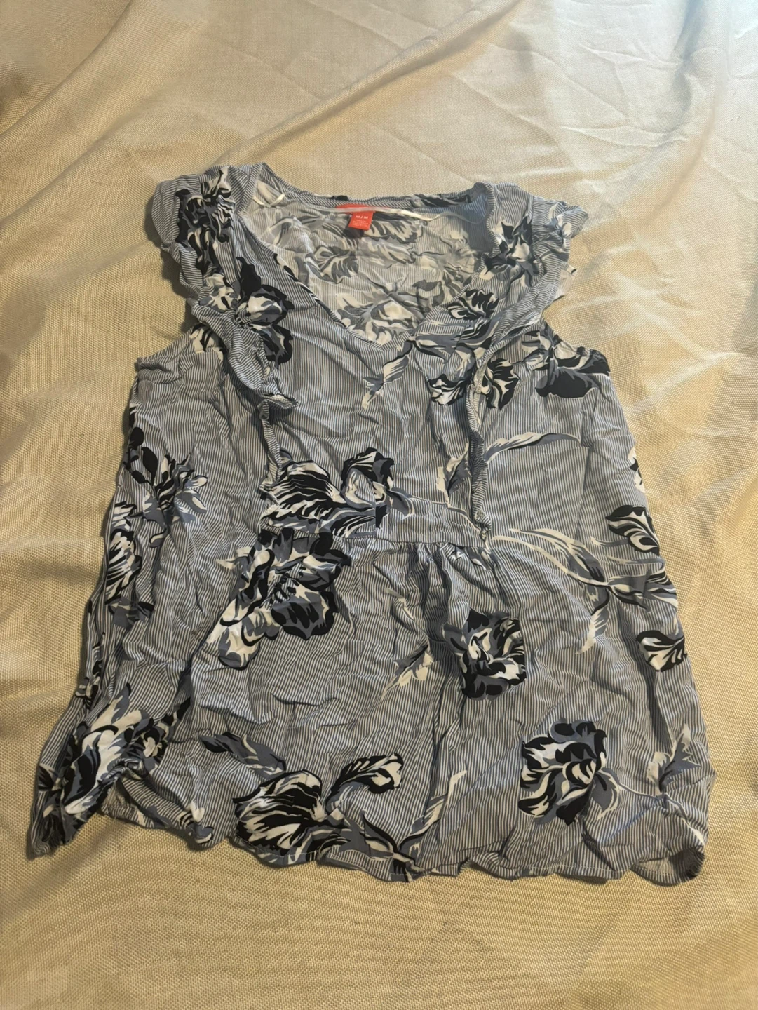 Blue and white floral print top - M/M