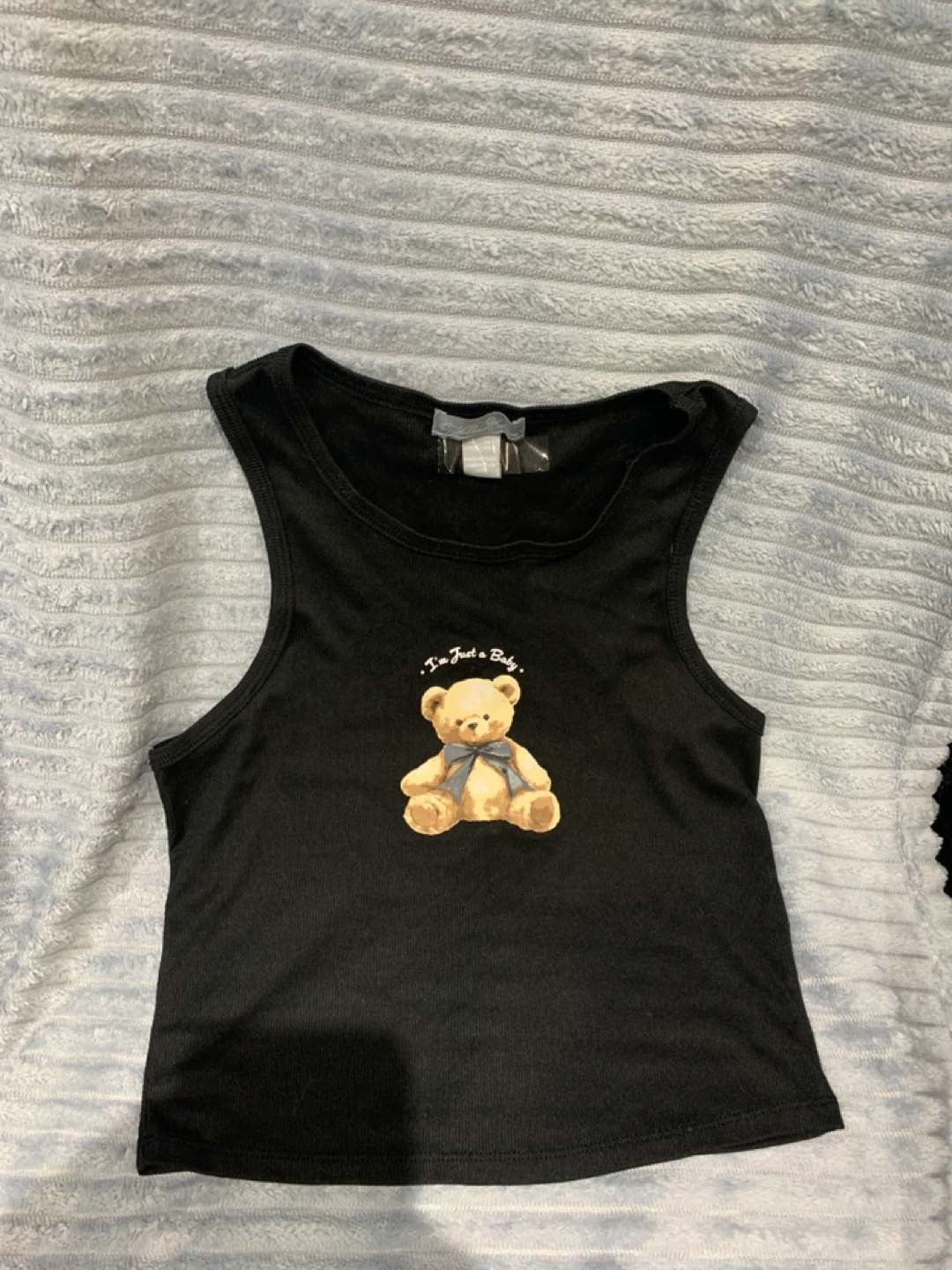 Weekend Edition Black "I'm Just a Baby" Teddy Bear Tank Top XL